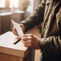 Man casts his ballot at elections photo