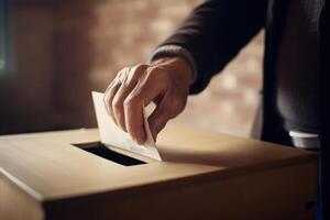 Man casts his ballot at elections photo