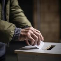 Man casts his ballot at elections photo