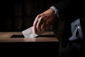 Man casts his ballot at elections photo