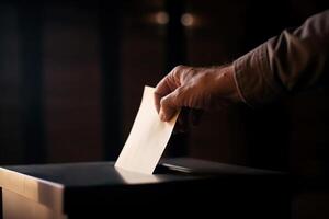 Man casts his ballot at elections photo