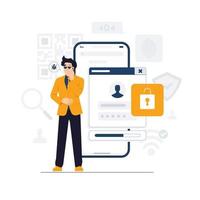 Data protection anti virus, IT security using cyber security services to protect private personal data, credit card pin, user login account password concept illustration vector