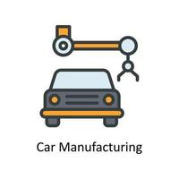 Car Manufacturing  Vector Fill outline Icons. Simple stock illustration stock