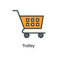 Trolley  Vector Fill outline Icons. Simple stock illustration stock