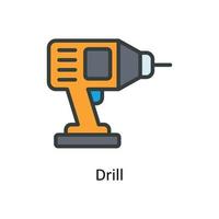 Drill Vector Fill outline Icons. Simple stock illustration stock