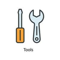 Tools  Vector Fill outline Icons. Simple stock illustration stock