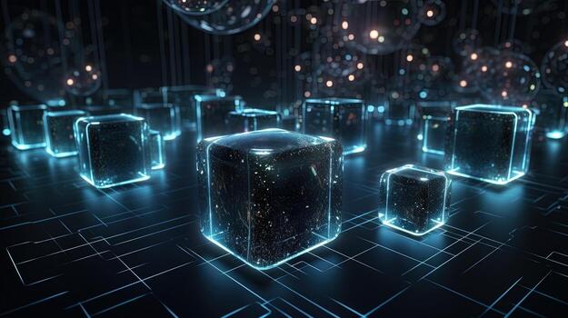 3d rendering of data storage concept. Computer generated abstract background,Digital data storage concept photo