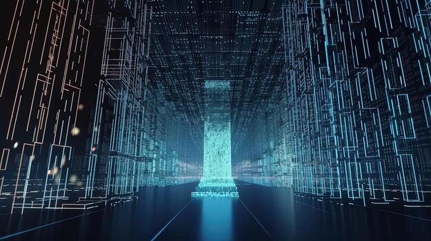 3d rendering of data storage concept. Computer generated abstract background,Digital data storage concept photo