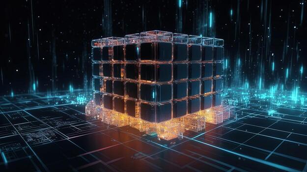 3d rendering of data storage concept. Computer generated abstract background,Digital data storage concept photo