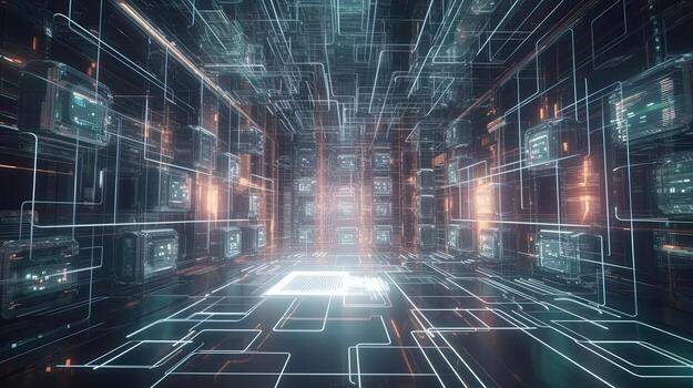 3d rendering of data storage concept. Computer generated abstract background,Digital data storage concept photo