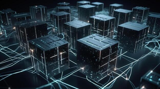 3d rendering of data storage concept. Computer generated abstract background,Digital data storage concept photo