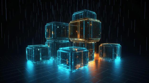 3d rendering of data storage concept. Computer generated abstract background,Digital data storage concept photo