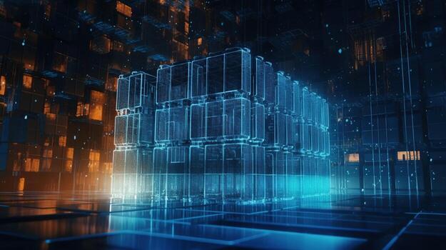 3d rendering of data storage concept. Computer generated abstract background,Digital data storage concept photo