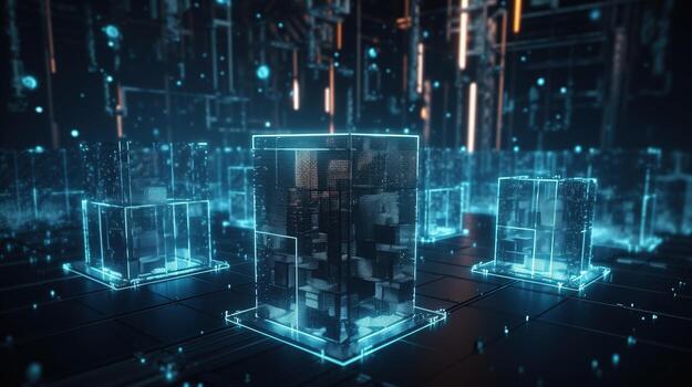 3d rendering of data storage concept. Computer generated abstract background,Digital data storage concept photo