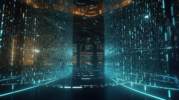 3d rendering of data storage concept. Computer generated abstract background,Digital data storage concept photo