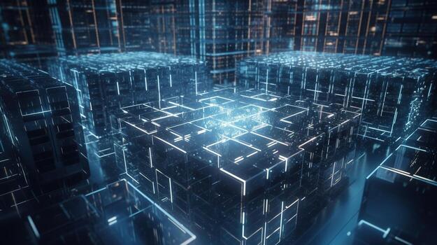 3d rendering of data storage concept. Computer generated abstract background,Digital data storage concept photo