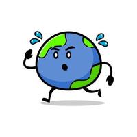 running cute earth mascot. globe earth smiling funny mascot illustration. vector