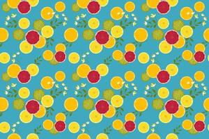 Retro citrus fruit orange lemon lime grapefruit seamless pattern blue background vector illustration