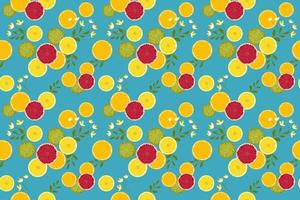 Retro citrus fruit orange lemon lime grapefruit seamless pattern blue background vector illustration