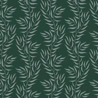 Green leaf on vine climbing seamless pattern vector illustration