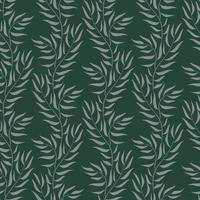 Green leaf on vine climbing seamless pattern vector illustration