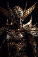 Male daemon warrior in black and gold armor photo