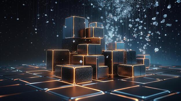 3d rendering of data storage concept. Computer generated abstract background,Digital data storage concept photo