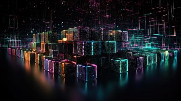 3d rendering of data storage concept. Computer generated abstract background,Digital data storage concept photo