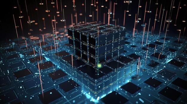 3d rendering of data storage concept. Computer generated abstract background,Digital data storage concept photo
