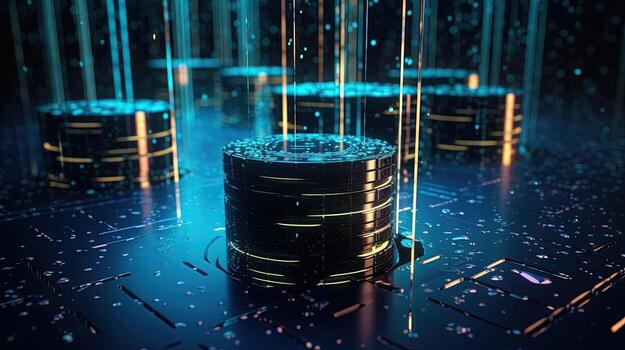 3d rendering of data storage concept. Computer generated abstract background,Digital data storage concept photo