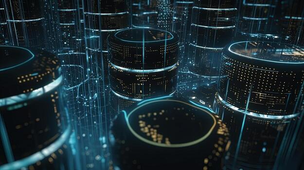 3d rendering of data storage concept. Computer generated abstract background,Digital data storage concept photo
