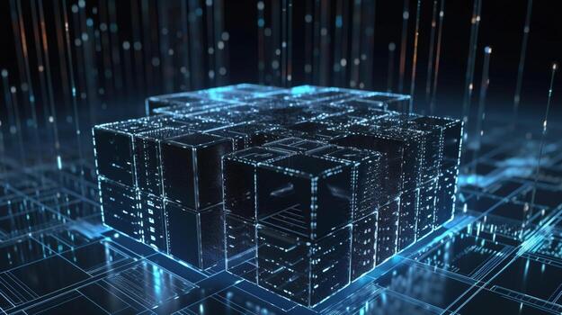 3d rendering of data storage concept. Computer generated abstract background,Digital data storage concept photo