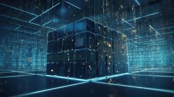 3d rendering of data storage concept. Computer generated abstract background,Digital data storage concept photo
