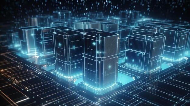 3d rendering of data storage concept. Computer generated abstract background,Digital data storage concept photo