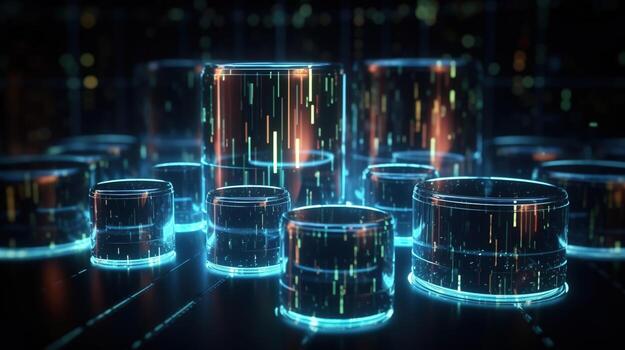 3d rendering of data storage concept. Computer generated abstract background,Digital data storage concept photo