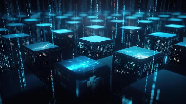 3d rendering of data storage concept. Computer generated abstract background,Digital data storage concept photo