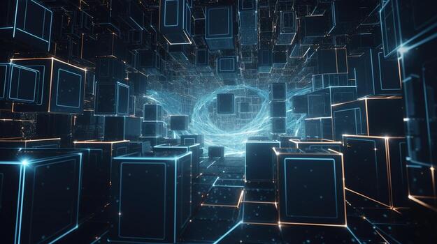 3d representación de datos almacenamiento concepto. computadora generado resumen fondo digital datos almacenamiento concepto foto