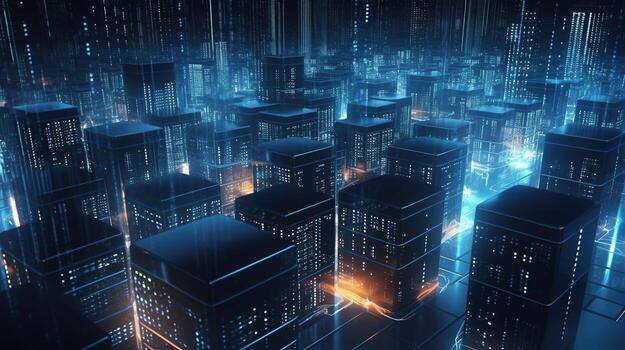 3d rendering of data storage concept. Computer generated abstract background,Digital data storage concept photo