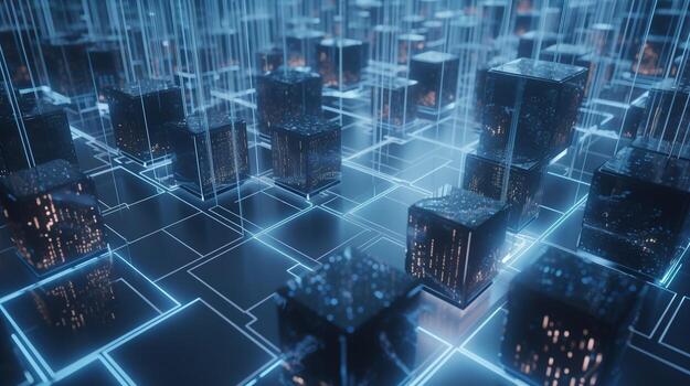 3d rendering of data storage concept. Computer generated abstract background,Digital data storage concept photo