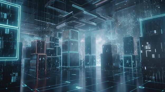 3d rendering of data storage concept. Computer generated abstract background,Digital data storage concept photo