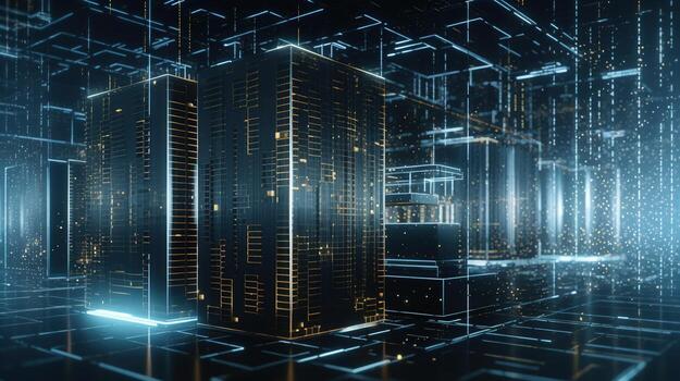 3d rendering of data storage concept. Computer generated abstract background,Digital data storage concept photo
