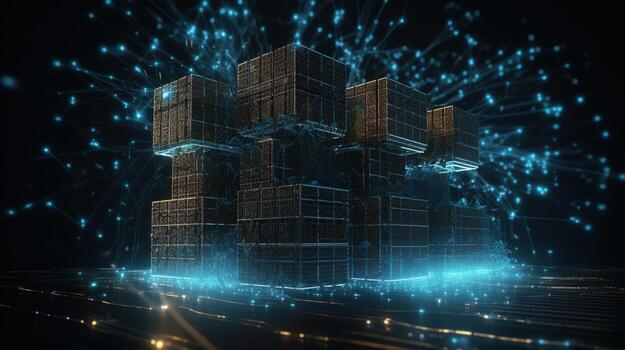 3d rendering of data storage concept. Computer generated abstract background,Digital data storage concept photo