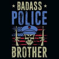 policía hermano gráficos camiseta diseño vector