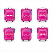 Cartoon character of pink school bag with sleepy expression vector