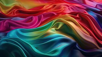 Texture, background, pattern. The texture of colorful silk fabric. Beautiful emerald colorful soft silk fabric. photo