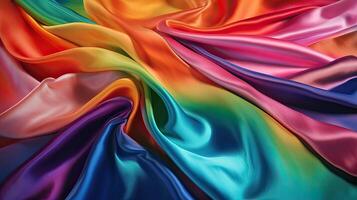 Texture, background, pattern. The texture of colorful silk fabric. Beautiful emerald colorful soft silk fabric. photo