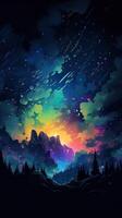 Abstract outer space endless nebula galaxy background. Large view of a colorful dark nebula in space. Cosmic background with bright shining stars, galaxies, and a deep universe. photo