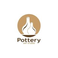 Pottery Art Studio Logo Vector Template Illustration