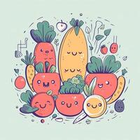 Seamless pattern with vegetables.Seamless pattern can be used for t-shirt graphics, print. Vector illustration. . photo