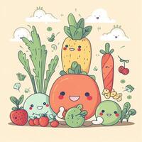 Seamless pattern with vegetables.Seamless pattern can be used for t-shirt graphics, print. Vector illustration. . photo